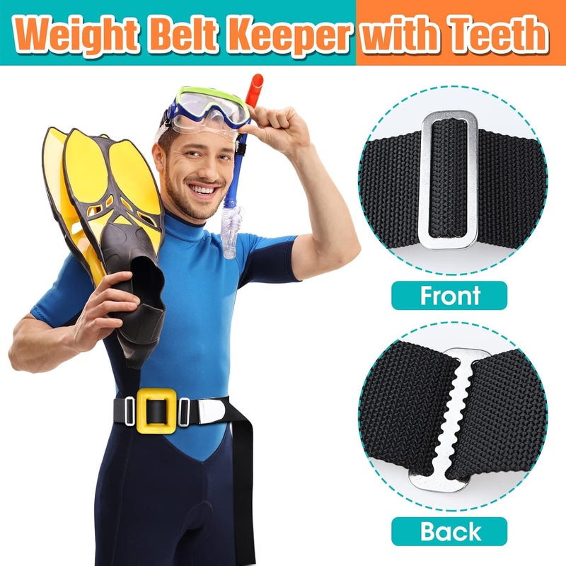 Dawitrly 4Pc Scuba Weight Belt Keepers, 316 Stainless Steel 2′ Diving Webbing Belt Slide Stopper Weight Retainer Clips with Teeth for Standard 2" (5cm) Webbing Belts - Image 2